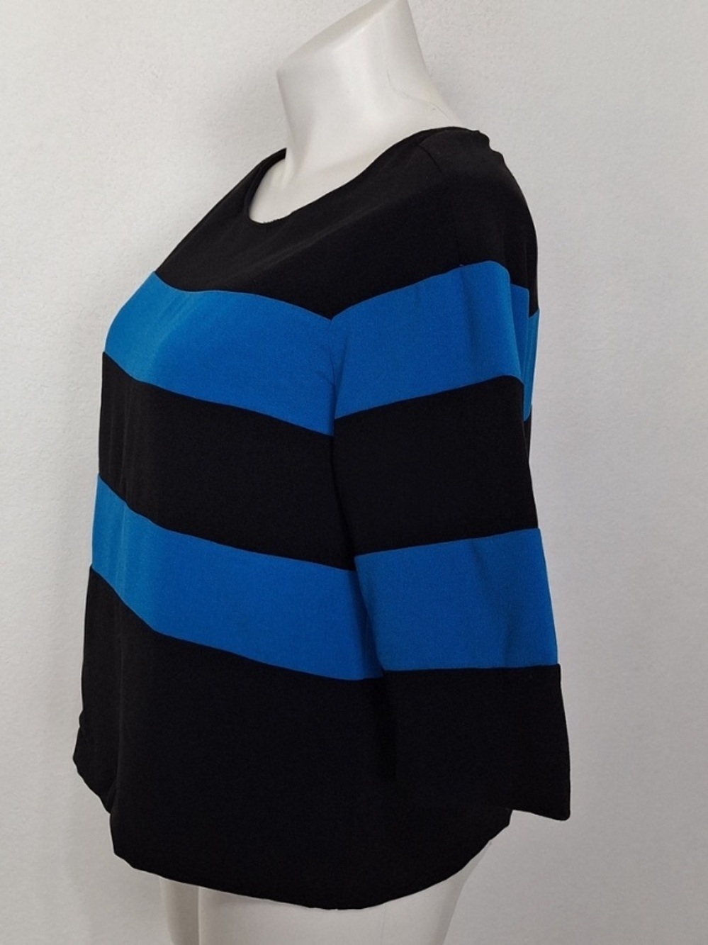 Ann Taylor Blue Black Preppy Business Casual 3/4 Sleeve Striped Sweater Size XL - Picture 5 of 9